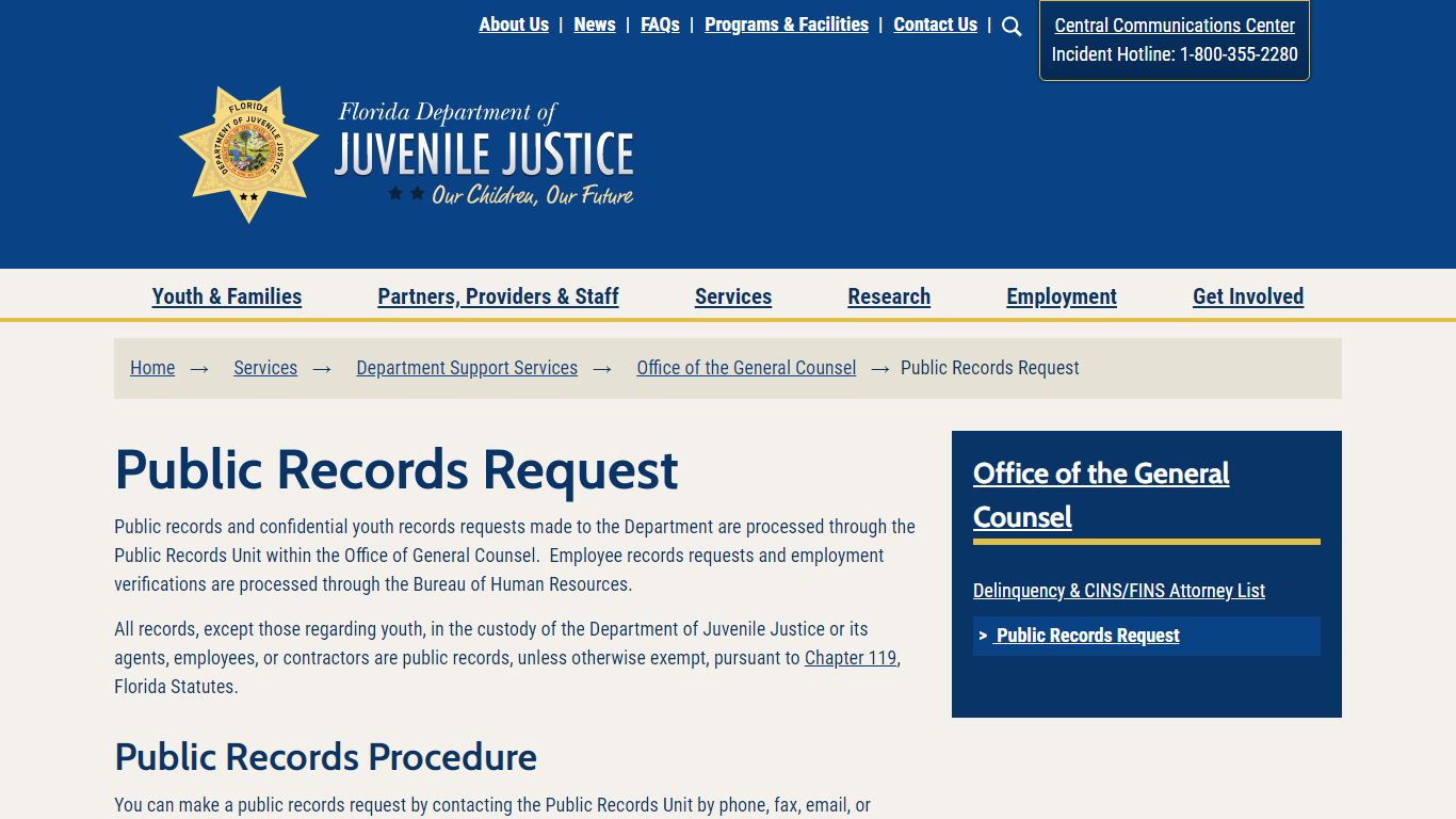 Public Records Request | Florida Department of Juvenile ...